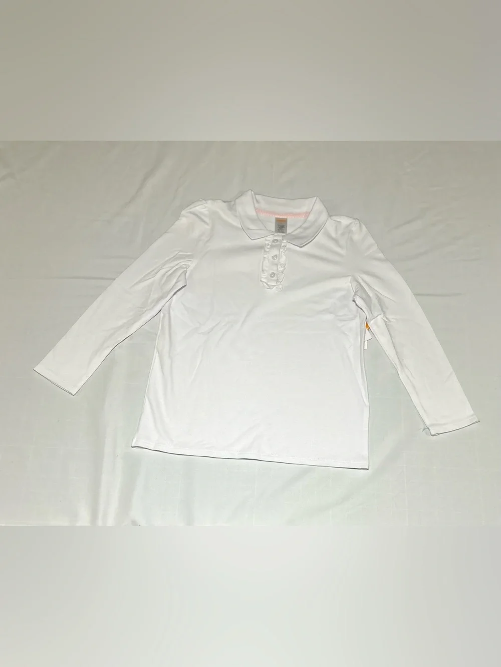 Gymboree Girls 12 White Long Sleeve Ruffle Polo NWT School Classic Preppy
